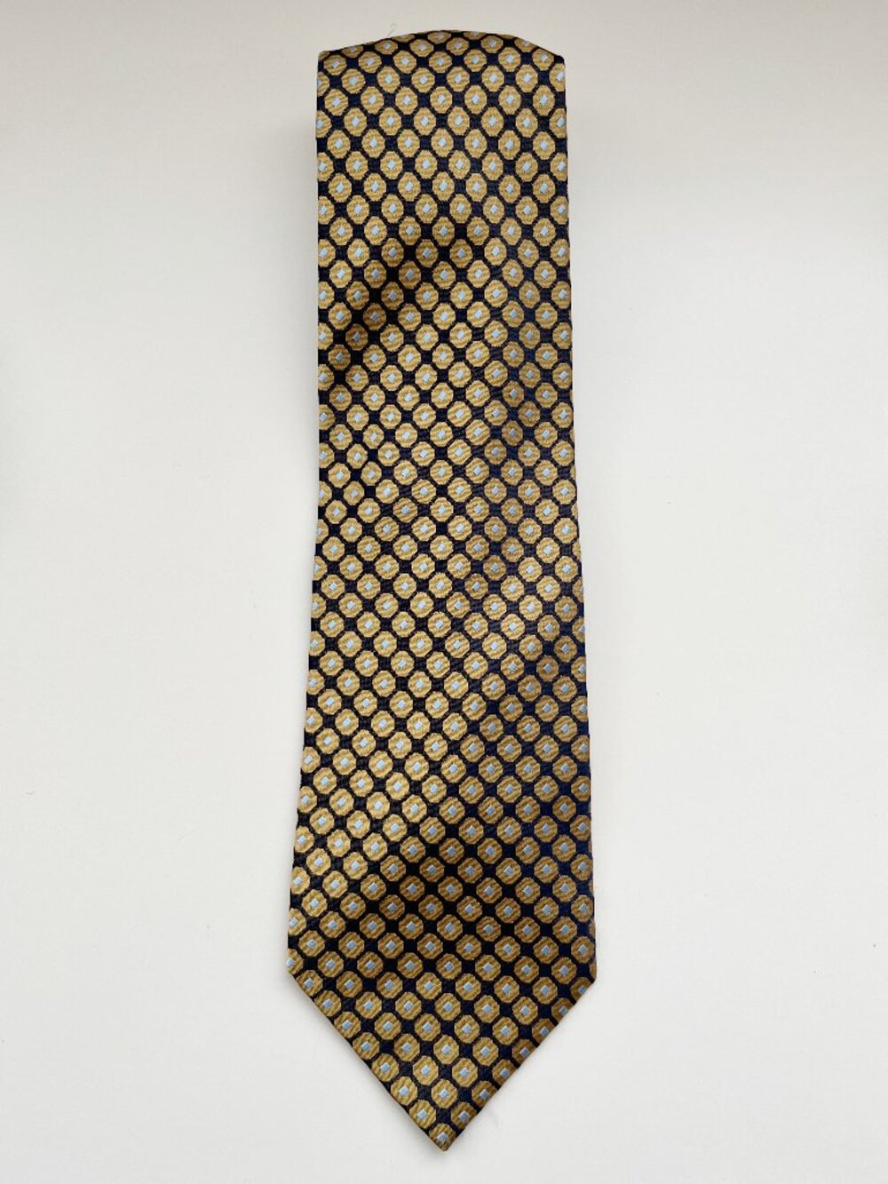 Bill Blass Gold Black Silk Tie art deco vintage old money eclectic grandpa retro